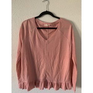Long Sleeve Pink Waffle Knit Shirt